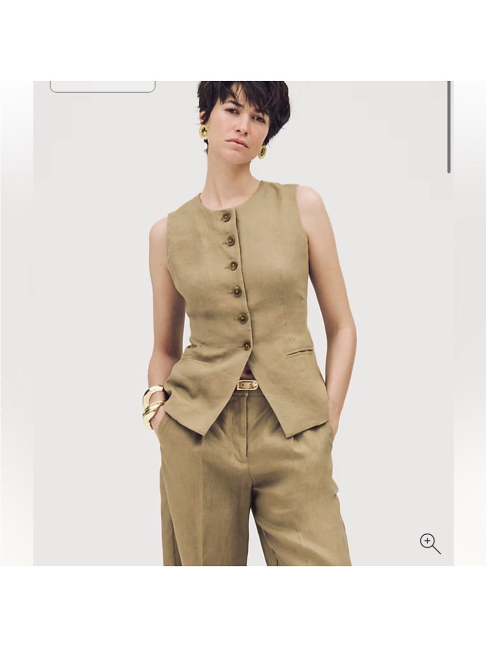 J. Crew Cutaway Linen Vest Top in Dusty Fatigue (Olive Green) Women’s Size 6